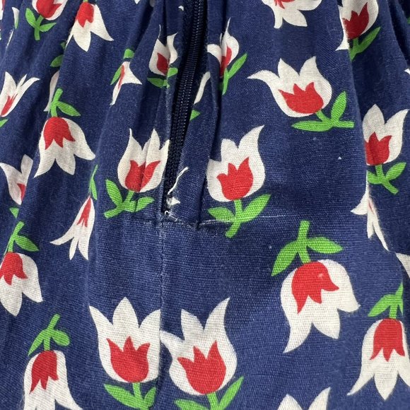 Dangerfield Princess Highway Dress Floral Navy Blue Tie Waist Cotton Size 8 - Picture 6 of 12